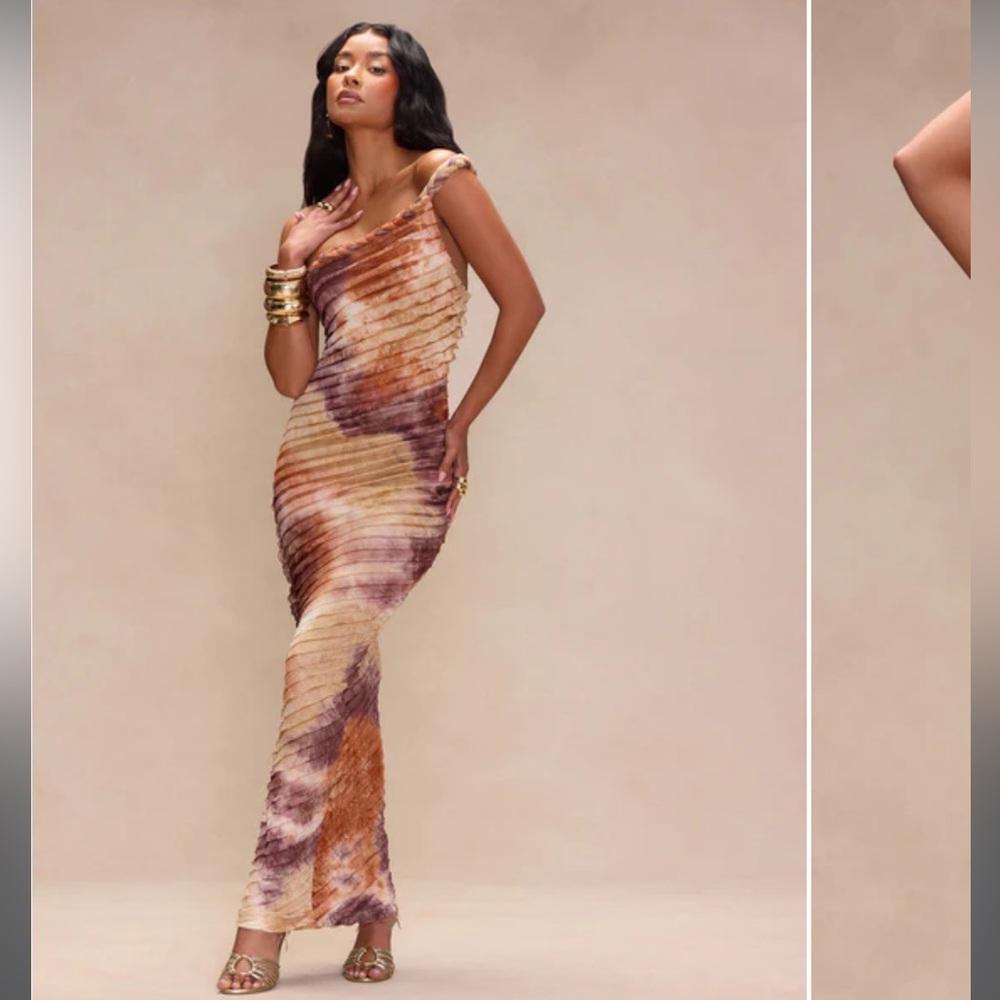 Maylee Textured Maxi Dress - Brown Combo